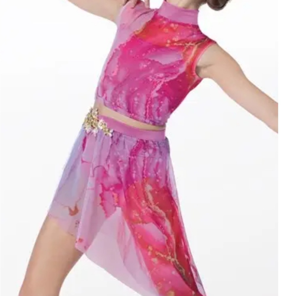 Weissman Pink and Purple Dance Costume Asymmetrical Skirt